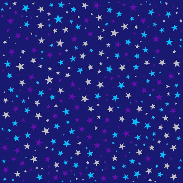 Patrón estrellado azul de medianoche con acentos de púrpura eléctrico y azul neón