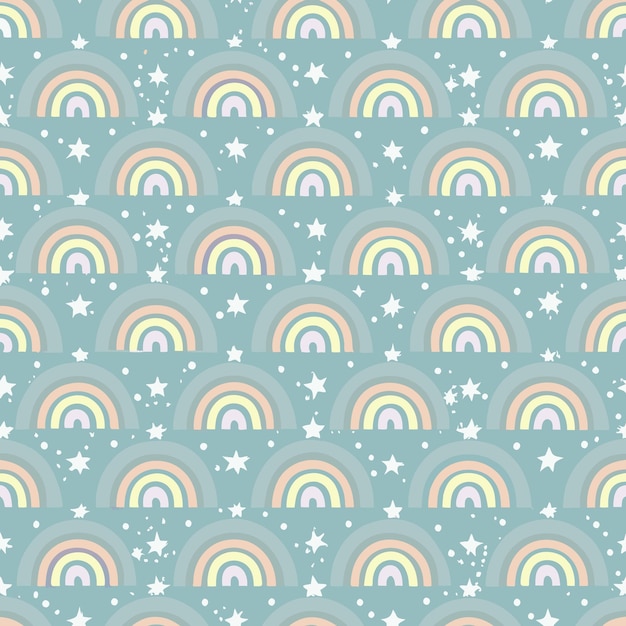 Patrón de estrellas del arco iris en color pastel
