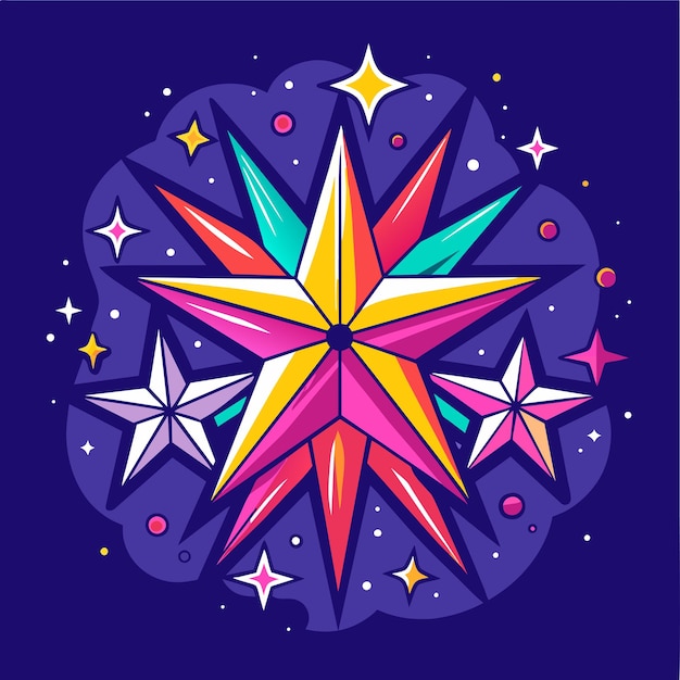 el patrón de las estrellas brillantes, el dibujo de la ilustración vectorial