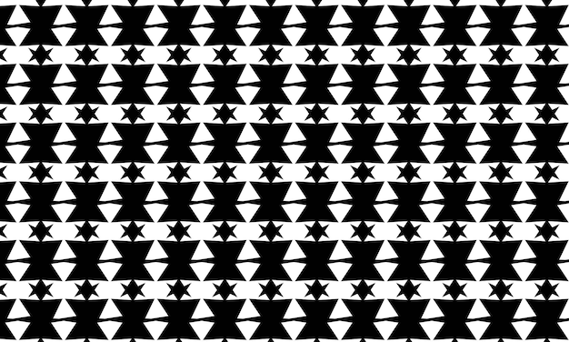 Patrón de estrellas geométricas en blanco y negro, triángulos abstractos en negrita y estrellas, diseño sin costuras