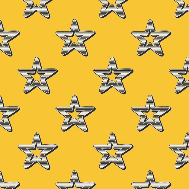 Patrón de estrellas retro, fondo geométrico abstracto en estilo años 80, 90. Ilustración simple geométrica