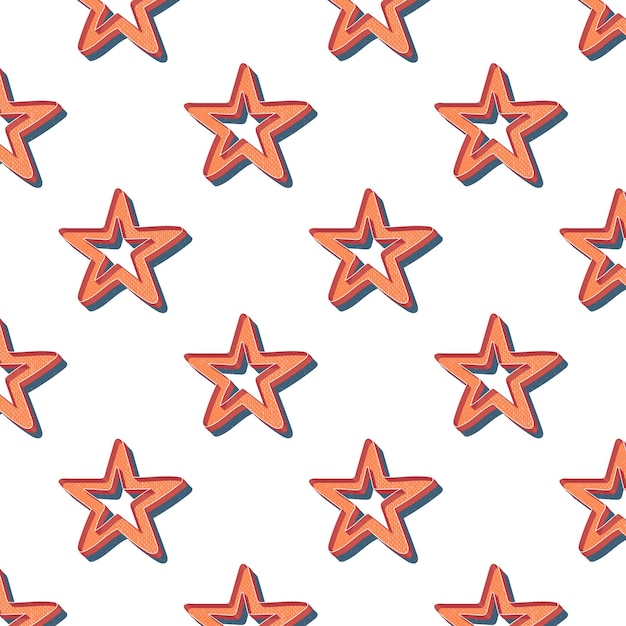 Patrón de estrellas retro, fondo geométrico abstracto en estilo años 80, 90. Ilustración simple geométrica