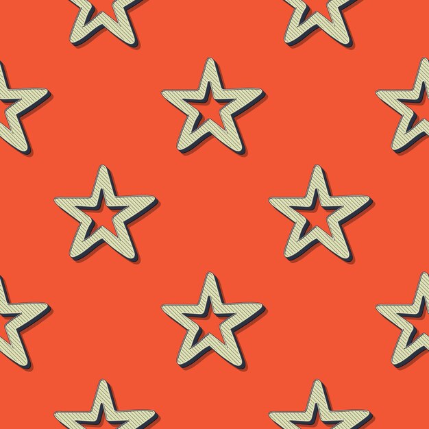 Patrón de estrellas retro, fondo geométrico abstracto en estilo años 80, 90. Ilustración simple geométrica