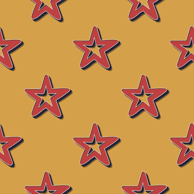 Patrón de estrellas retro, fondo geométrico abstracto en estilo años 80, 90. Ilustración simple geométrica