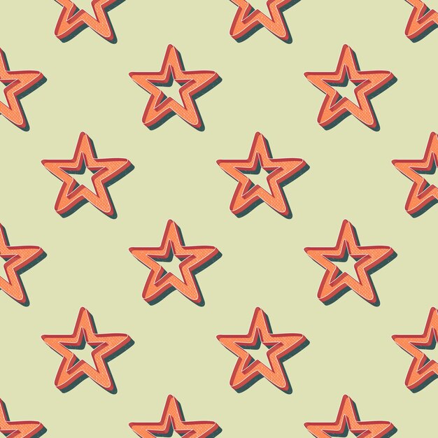 Patrón de estrellas retro. Fondo geométrico abstracto en imagen de estilo años 80, 90. Ilustración simple geométrica