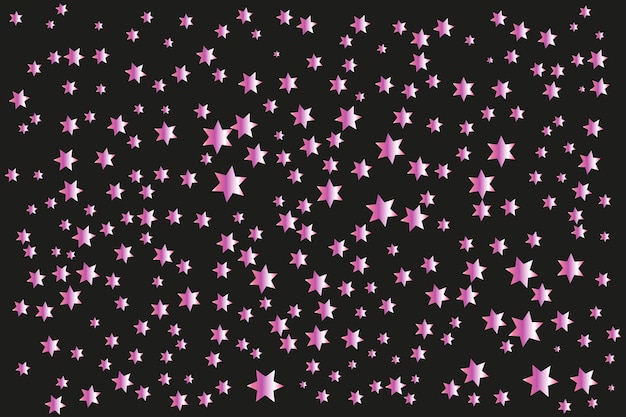 Vector patrón de estrellas rosas con degradado sobre fondo negro