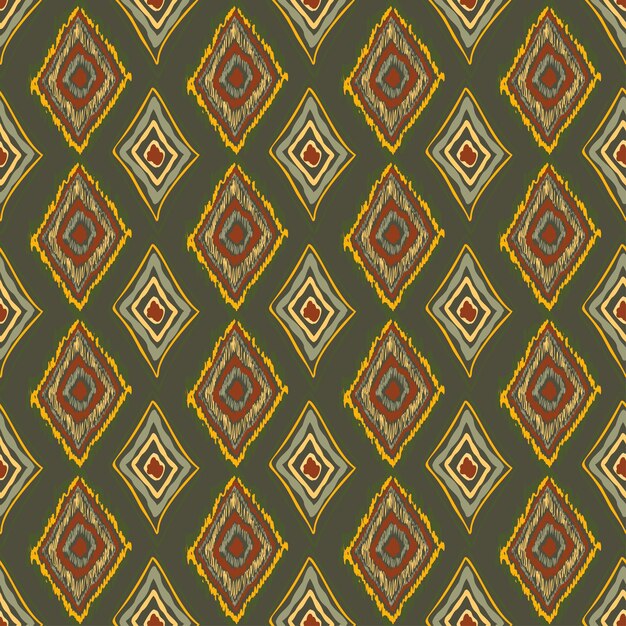 Patrón étnico abstracto sin costuras, estilo tradicional ikat. Dibujado a mano. Impresión tribal, folclórica, vector