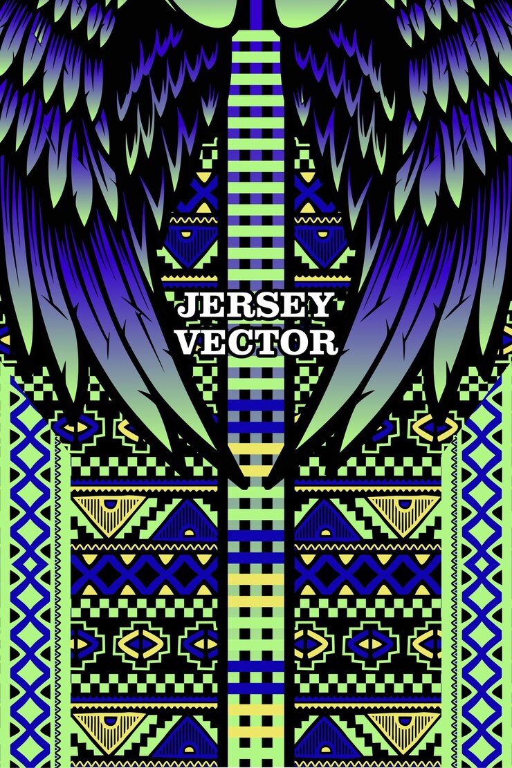 Vector patrón étnico y alas de fondo para la sublimación camiseta deportiva