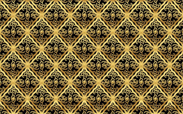 Patrón étnico batik indonesia tradicional con color dorado