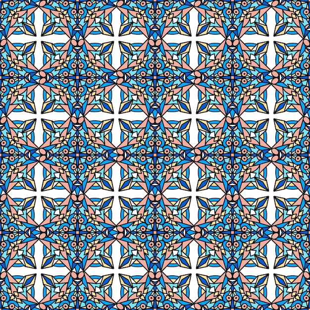 Patrón étnico floral sin fisuras. Ornamento del vector de la vendimia. Fondo de motivos celtas, árabes o indios. Papel tapiz transparente para tela o diseño de papel de embalaje.