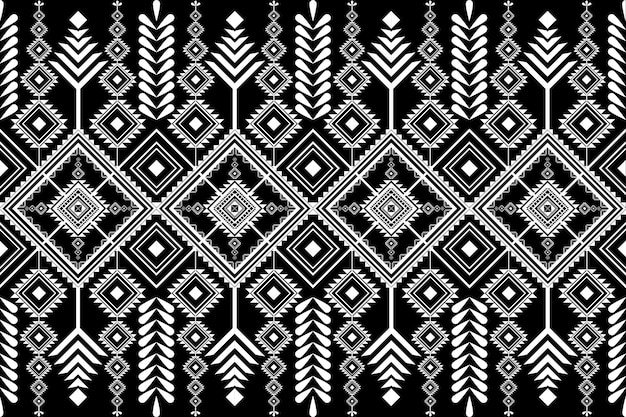 Patrón étnico geométrico abstracto en blanco y negro