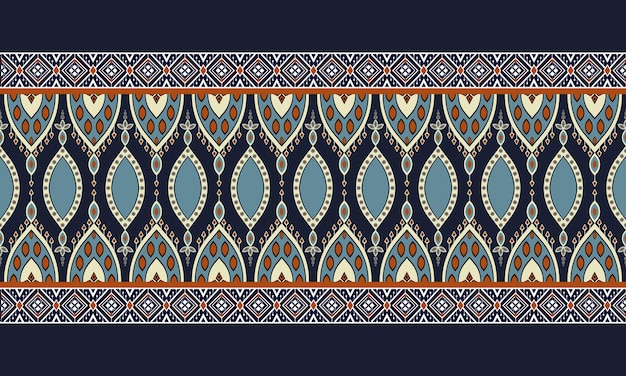 Patrón étnico geométrico alfombra, papel tapiz, ropa, envoltura, batik, tela, estilo de bordado de ilustración vectorial.
