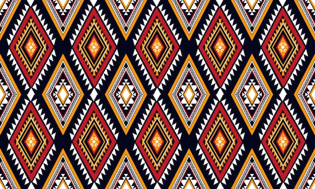 Patrón étnico geométrico sin costuras. Diseño de fondo, alfombra, papel tapiz, ropa, envoltura, batik, tela, estilo de bordado de ilustración vectorial.