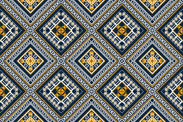 Patrón étnico geométrico sin costuras. Diseño de fondo, alfombra, papel tapiz, ropa, envoltura, batik, tela, estilo de bordado de ilustración vectorial.
