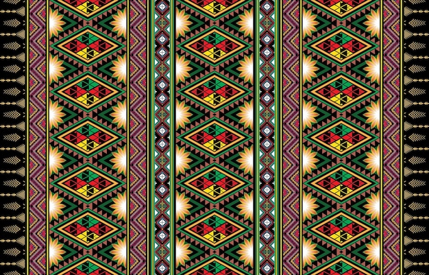Patrón étnico geométrico Diseño tradicional de ikat indio oriental para borde de impresión de fondo