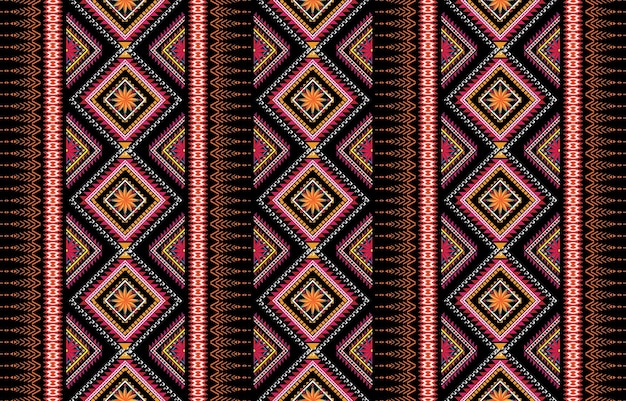 Patrón étnico geométrico Diseño tradicional de ikat indio oriental para borde de impresión de fondo