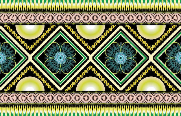 Patrón étnico geométrico diseño tradicional de ikat indio oriental para borde de impresión de fondo