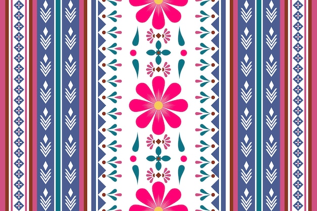 Patrón étnico geométrico con fondo floral ornamento azteca fondo papel tapiz y impresión