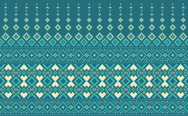 Patrón étnico geométrico Fondo de geometría de bordado vectorial Estilo geométrico sin fin de píxeles
