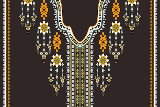 Patrón étnico geométrico nativo Diseño tradicional de bordado en el cuello