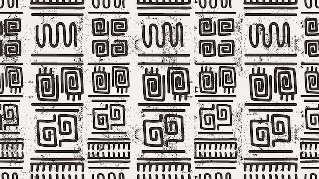 Vector patrón étnico inconsútil tribal dibujado a mano rayas ornamentales impresión en blanco y negro para su moda textil línea africana vintage vector geométrico grunge boceto dibujo fondo