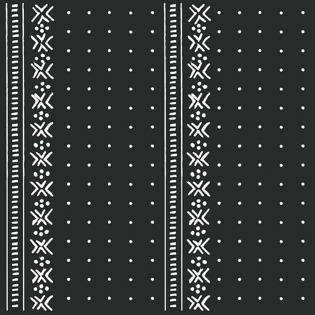 Patrón étnico tribal blanco y negro con elementos geométricos, paño de barro africano tradicional, diseño tribal