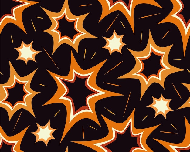 Patrón de explosión sin costuras Big bang boom y explosión de bomba fondo interminable en estilo de cómic de dibujos animados Repetición de textura de impresión explotante para papel tapiz de tela y envoltura Ilustración vectorial plana