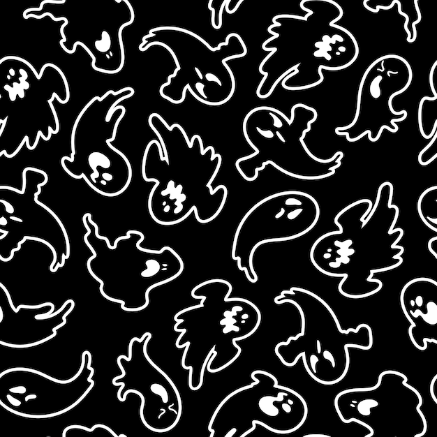 Un patrón de fantasmas Los garabatos son fantasmas Un conjunto de siluetas fantasmales para Halloween Una colección de garabatos fantasmales