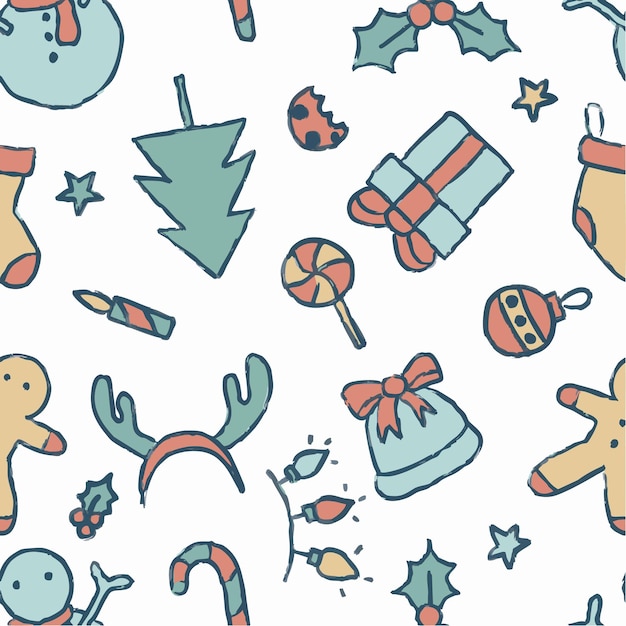 Patrón festivo de Navidad con adornos y elementos festivos