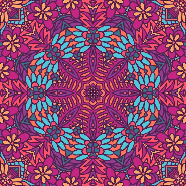 Patrón festivo tribal étnico floral para tela resumen geométrico colorido mandala inconsútil flor ornamental