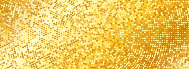 Patrón de fiesta de discoteca de oro radial Fondo de textura de mosaico de pañuelo cuadrado dorado Shi amarillo abstracto