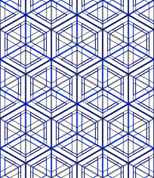 Patrón sin fin colorido regular con figuras tridimensionales entrelazadas, fondo geométrico ilusorio continuo, EPS10 transparente.