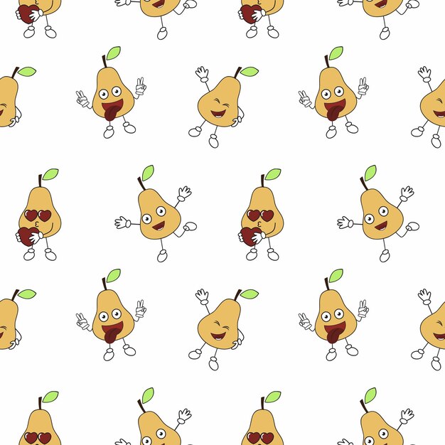 Patrón sin fin sin fisuras con divertidos juguetes. Fruta divertida con una sonrisa. La portada del libro. Confección de ropa infantil a partir de textiles. Material para papel de embalaje. Fondo de vector y papel tapiz.