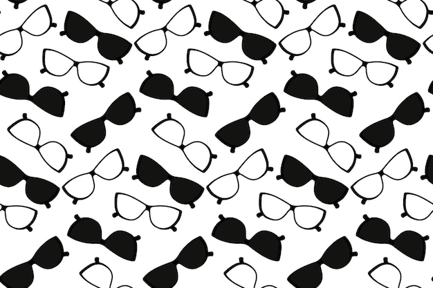 Patrón sin fin de gafas de sol en blanco y negro Textura de fondo abstracto Hola verano Vector