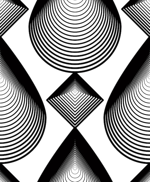 Patrón sin fin de rayas monocromáticas vectoriales, fondo geométrico continuo de arte con líneas gráficas.