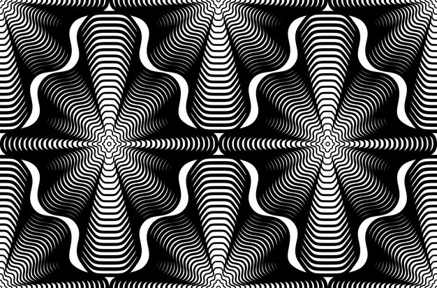 Patrón sin fin de rayas monocromáticas vectoriales, fondo geométrico continuo de arte con líneas gráficas.