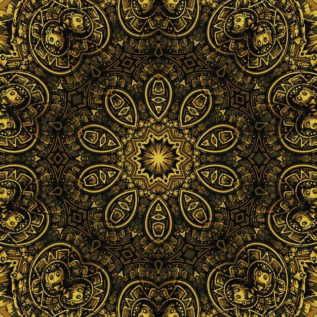 Patrón sin fin de textura transparente floral adornado con elementos de mandala vintage Se puede utilizar para rellenos de patrón de fondo de pantalla texturas de superficie de fondo de página webIslam Motivos otomanos indios árabes