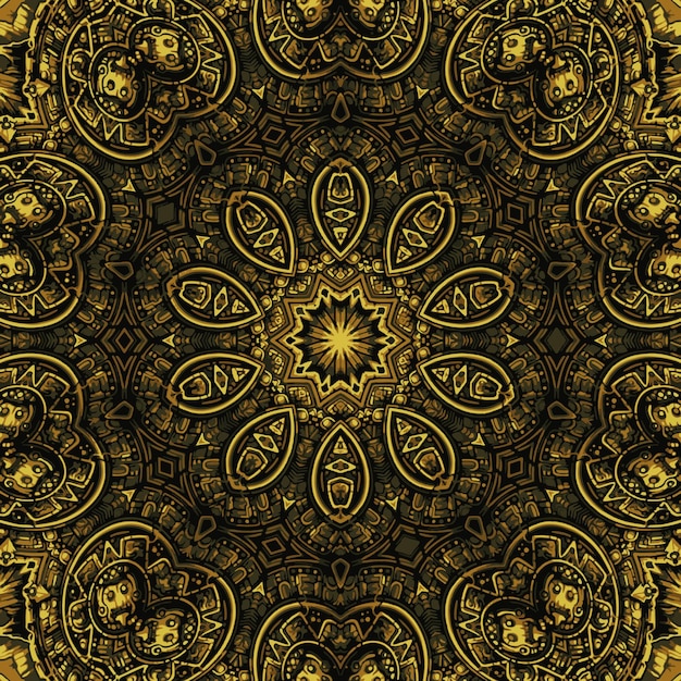 Patrón sin fin de textura transparente floral adornado con elementos de mandala vintage Se puede utilizar para rellenos de patrón de fondo de pantalla texturas de superficie de fondo de página webIslam Motivos otomanos indios árabes