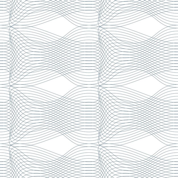 Patrón sin fin de vector blanco y negro creado con finas rayas onduladas, composición de red sin costuras. La textura entrelazada continua se puede utilizar como fondo del sitio web y como papel de regalo.