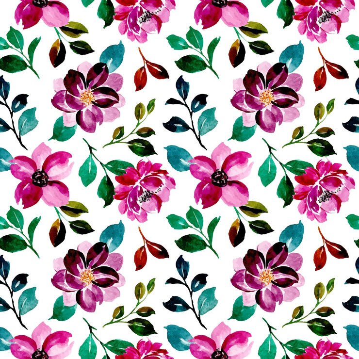Vector patrón sin fisuras de acuarela floral púrpura