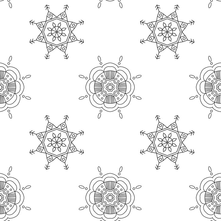 Vector patrón sin fisuras con adornos geométricos y florales.