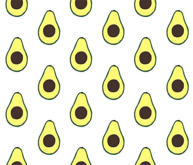 Patrón sin fisuras de aguacates dibujados a mano