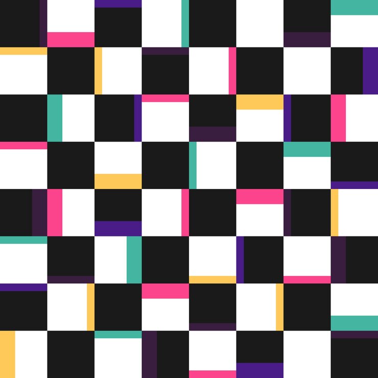 Vector patrón sin fisuras de ajedrez en estilo retro con rayas de colores
