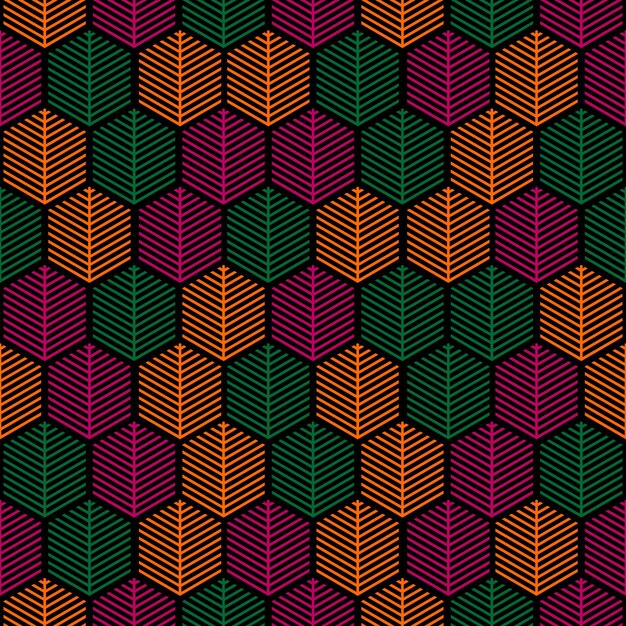 Patrón sin fisuras con árbol abstracto geométrico y fondo negro