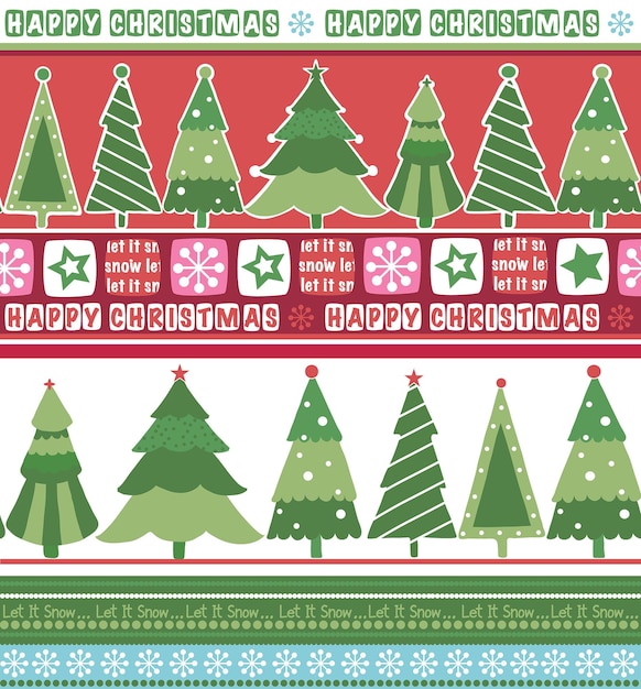 Patrón sin fisuras de árbol de Navidad con redacciones -diseño de vectores de Navidad