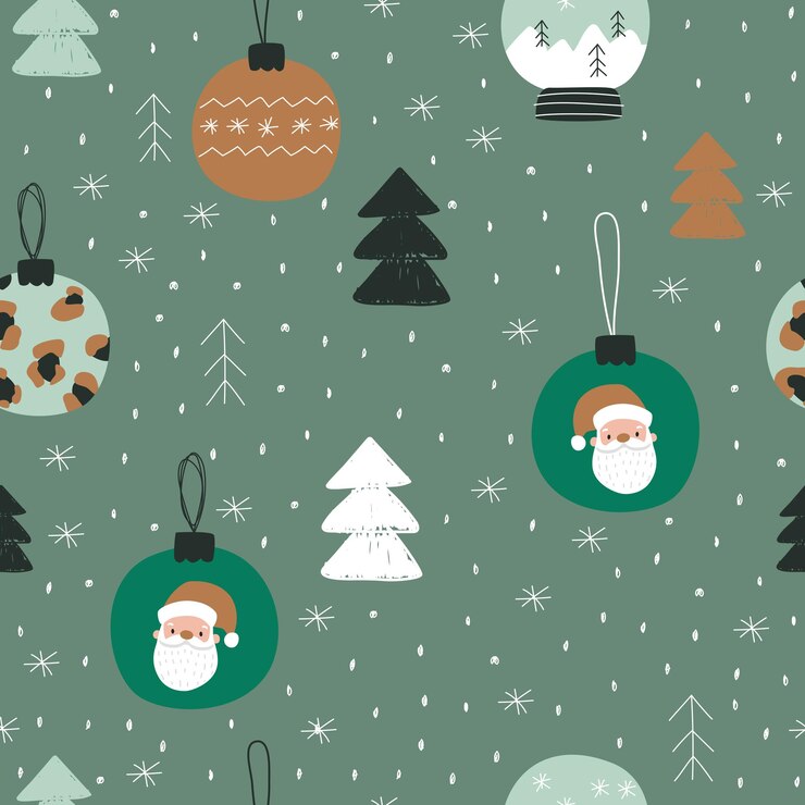 Patrón sin fisuras con árboles de Navidad de Santa Claus y juguetes sobre un fondo verde El vector