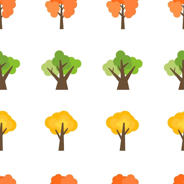 Patrón sin fisuras de los árboles de otoño. Fondo de bosque de otoño. ilustración vectorial