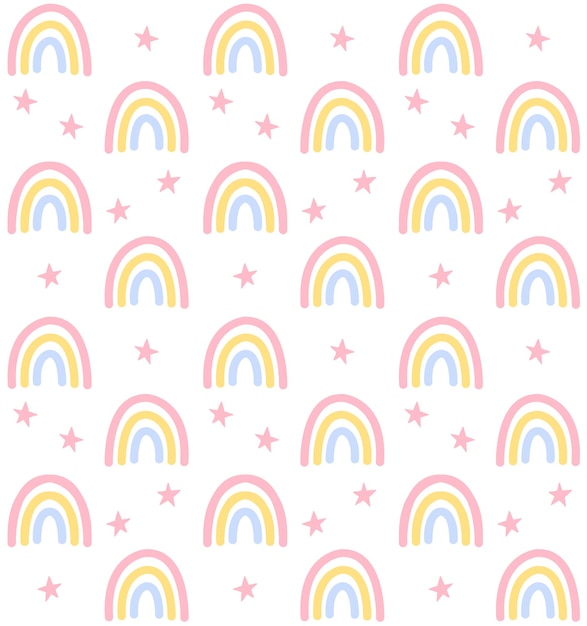 Patrón sin fisuras de arco iris dibujado a mano