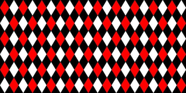 Patrón sin fisuras de arlequín en colores rojo blanco y negro