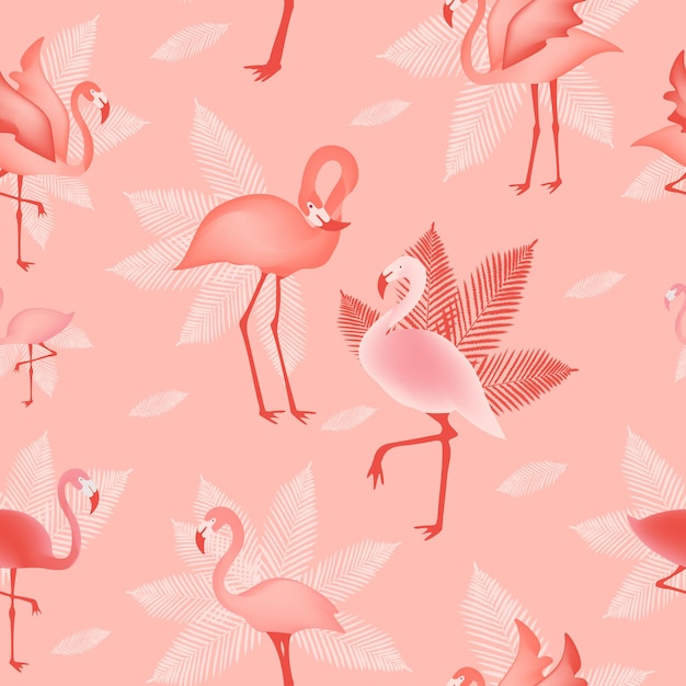 Patrón sin fisuras de armonía de color lindo y hermoso con flamencos rosados para plantilla de camiseta